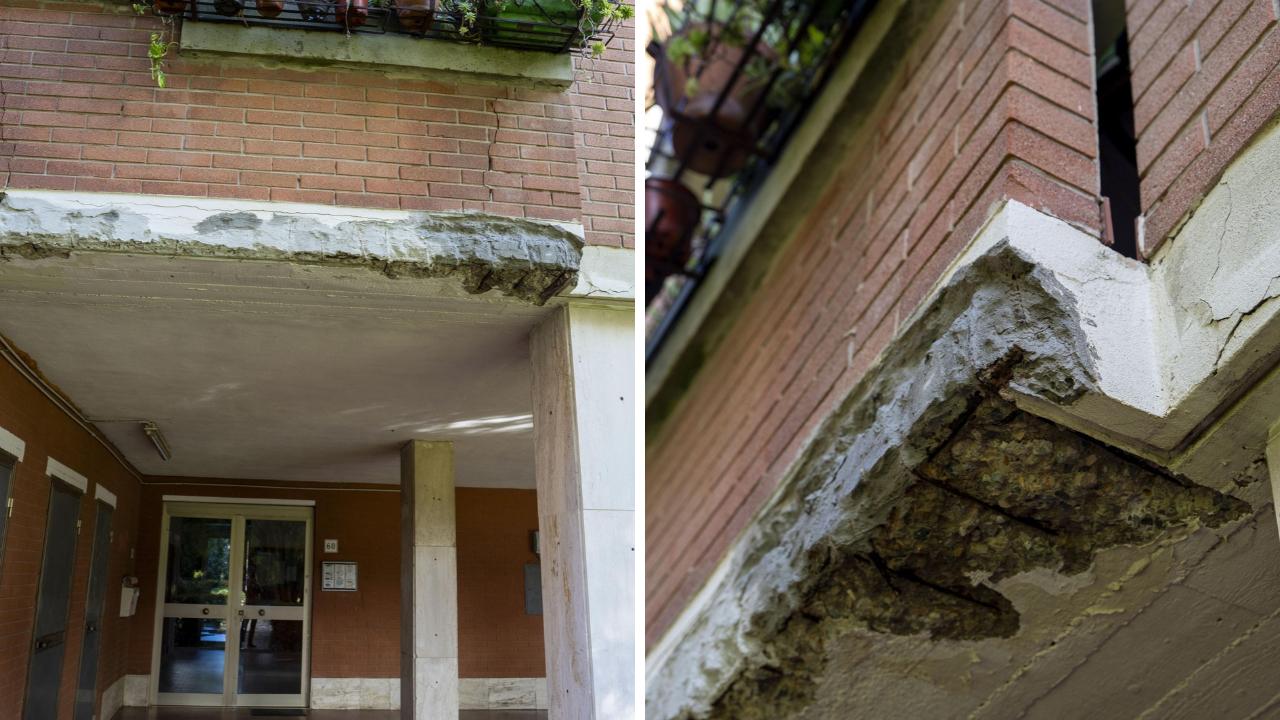 
	Lo stato dei terrazzi in via Costanza al civico 60&nbsp;

