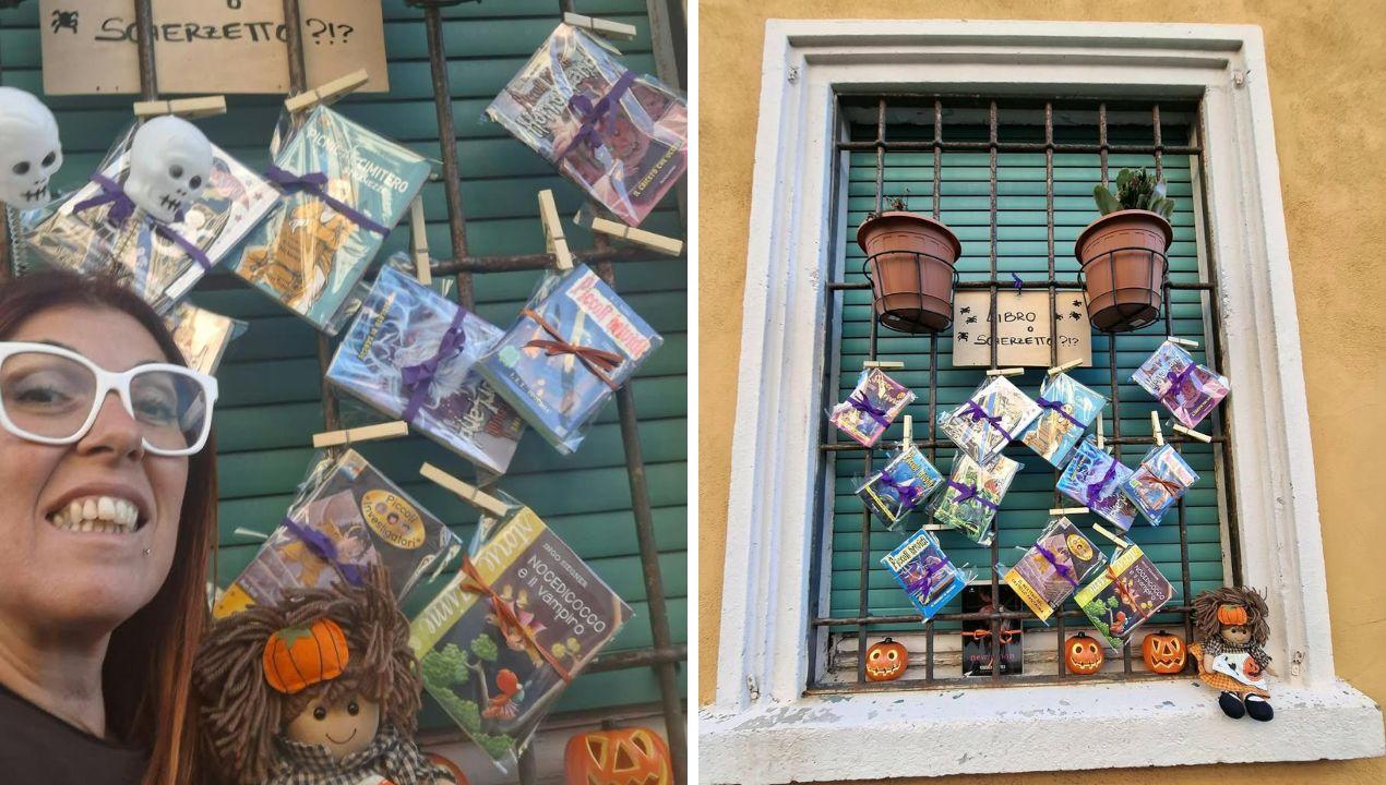 Livorno, Federica e la finestra di Halloween per i bambini