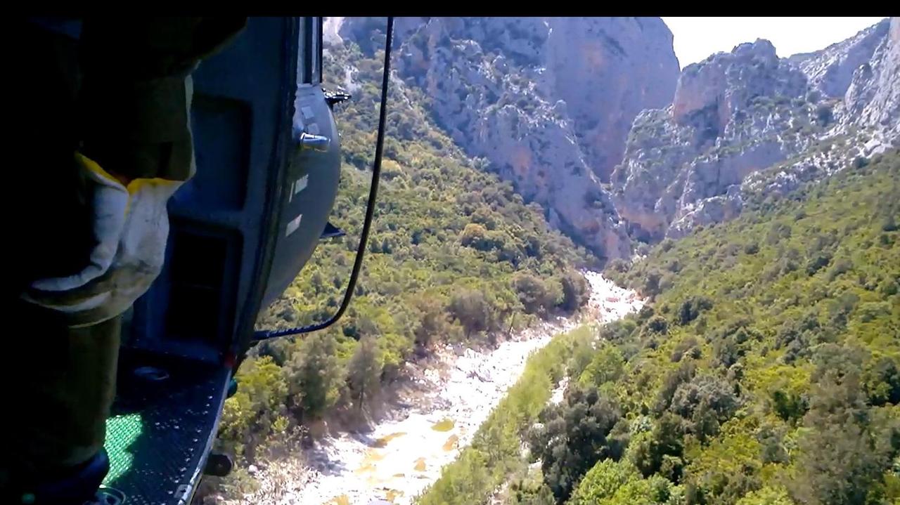 Il canyon Su Gorroppu visto dall'elicottero