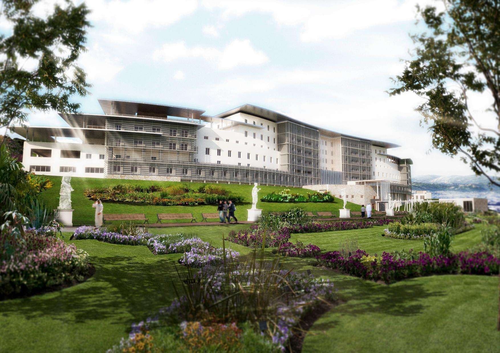 Il rendering del futuro polo sanitario Mater Olbia 