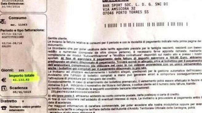 Al bar una bolletta pazza da 42mila euro per consumi calcolati in sei mesi