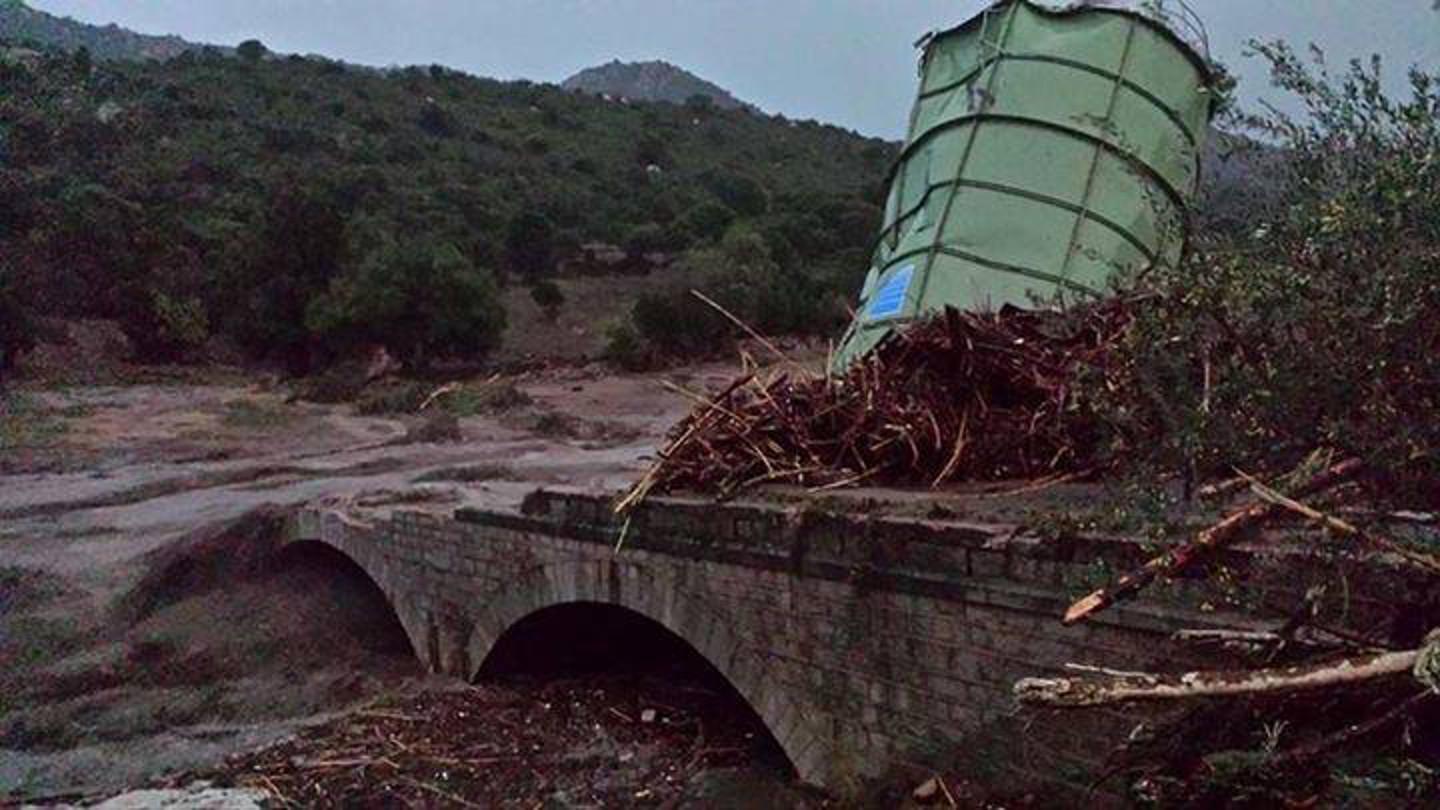 Una immagine dell'alluvione dello scorso 18 novembre nel Nuorese
