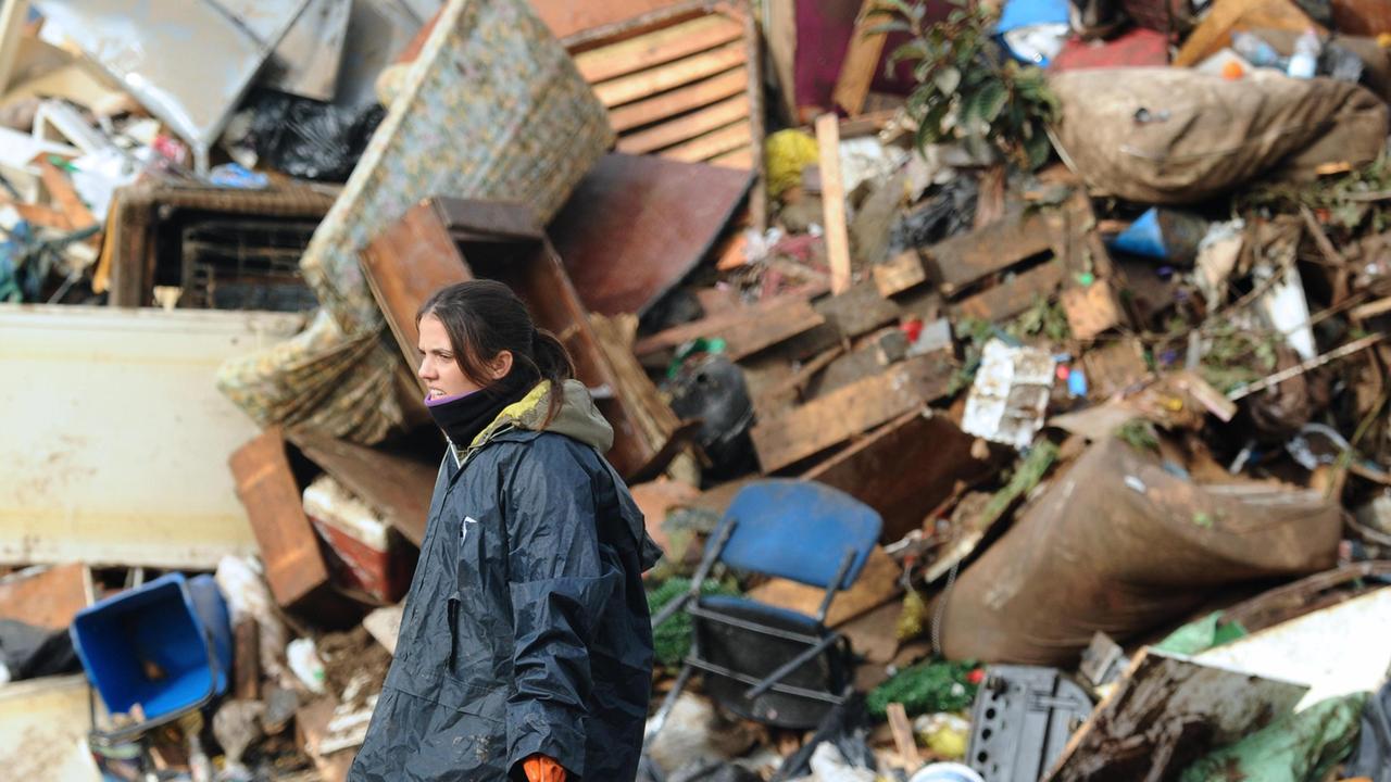 Un'immagine ripresa nel quartiere di Isticcadeddu devastato dall'alluvione del 18 novembre 2013