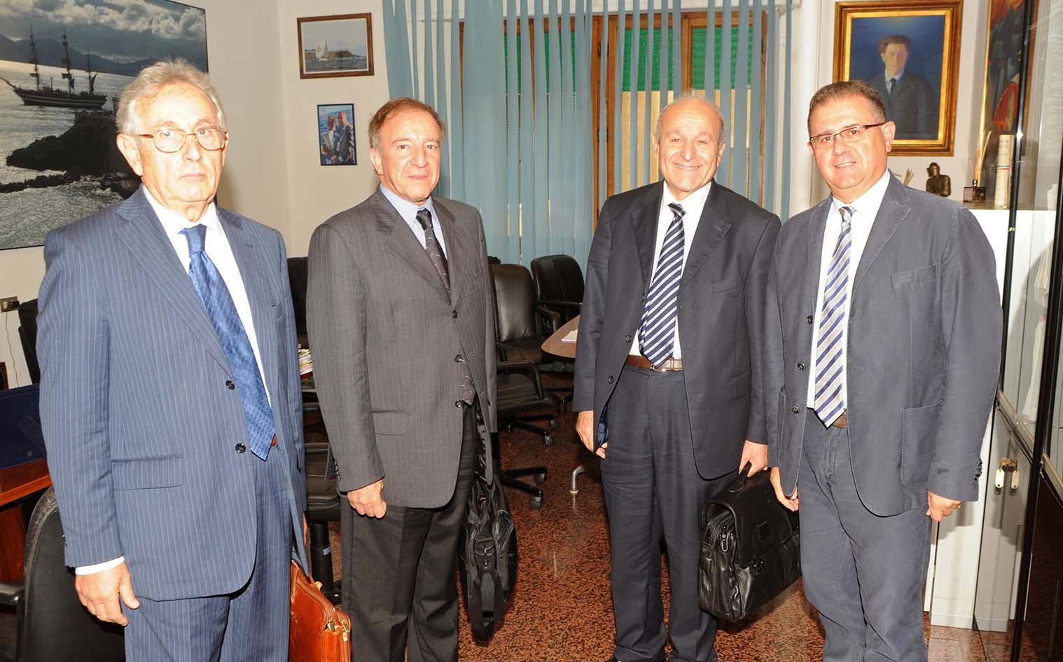 I dirigenti della Cevital nell'ufficio del sindaco Massimo Giuliani (foto Paolo Barlettani)
