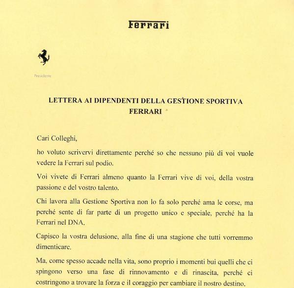 La lettera di Marchionne