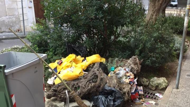 I rifiuti scaricati in via Torre Tonda