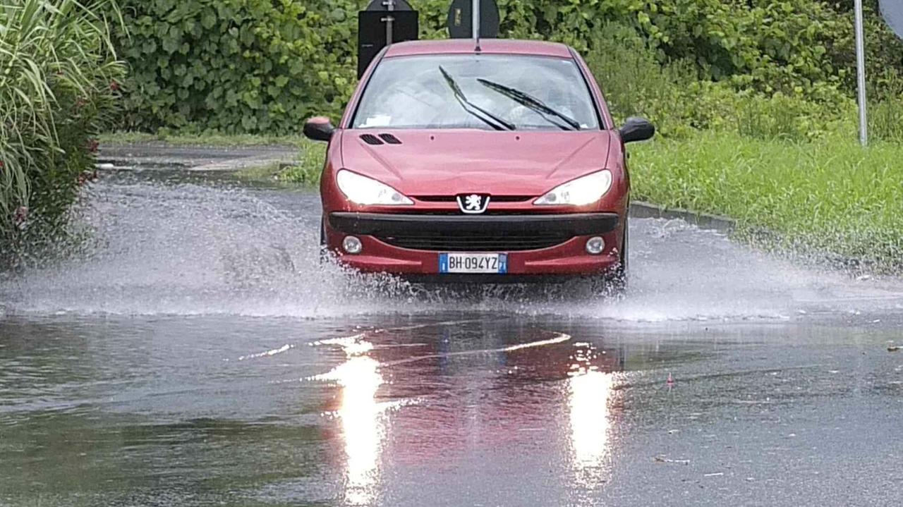 Una strada allagata