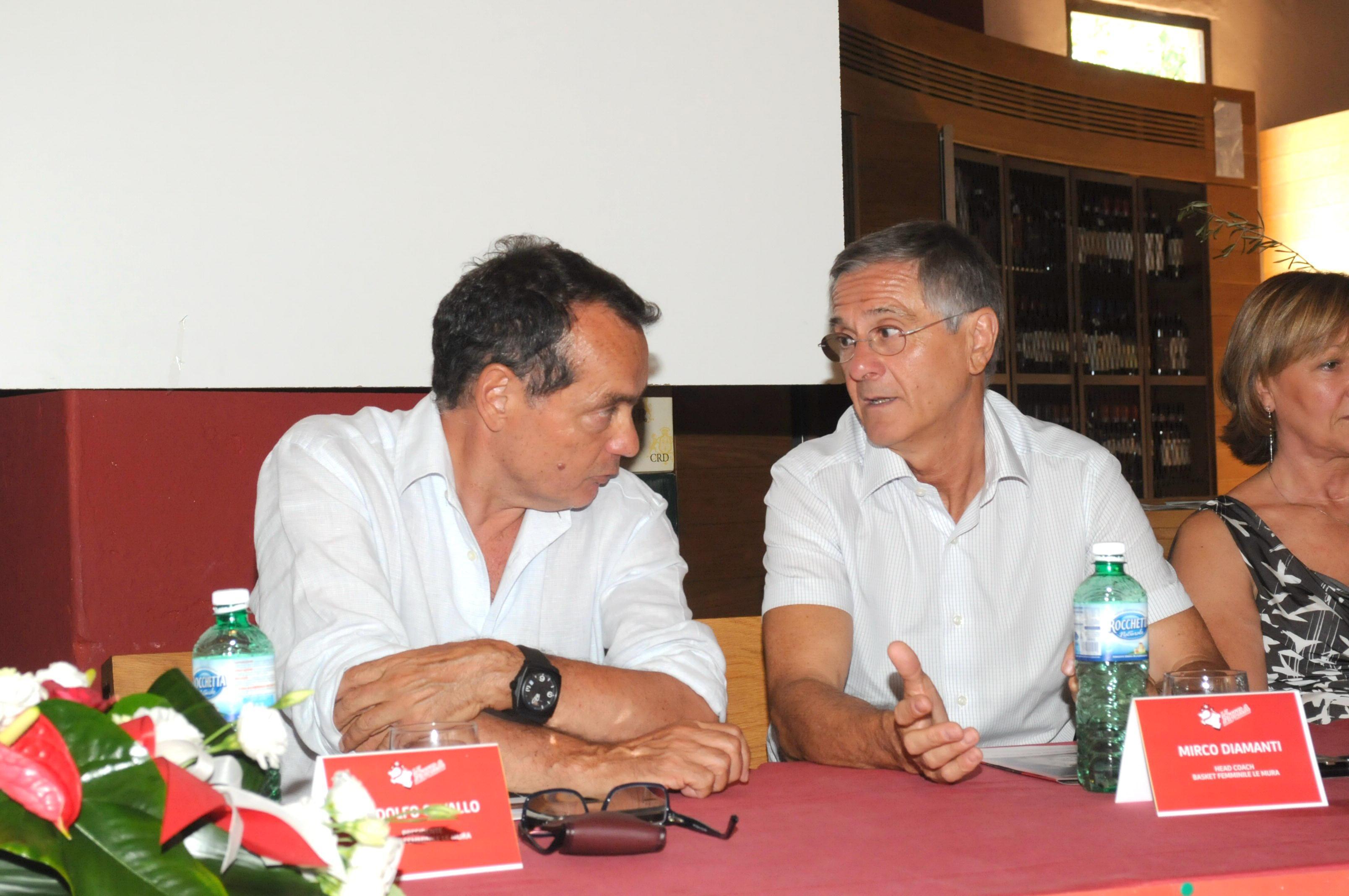 Il presidente Rodolfo Cavallo e l'allenatore Mirco Diamanti (Vip)