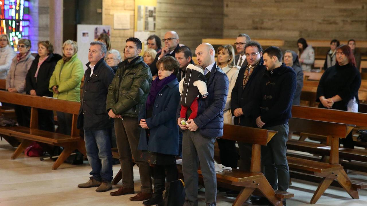La delegazione degli amministratori alla Messa di Santa Barbara (Foto Nucci)
