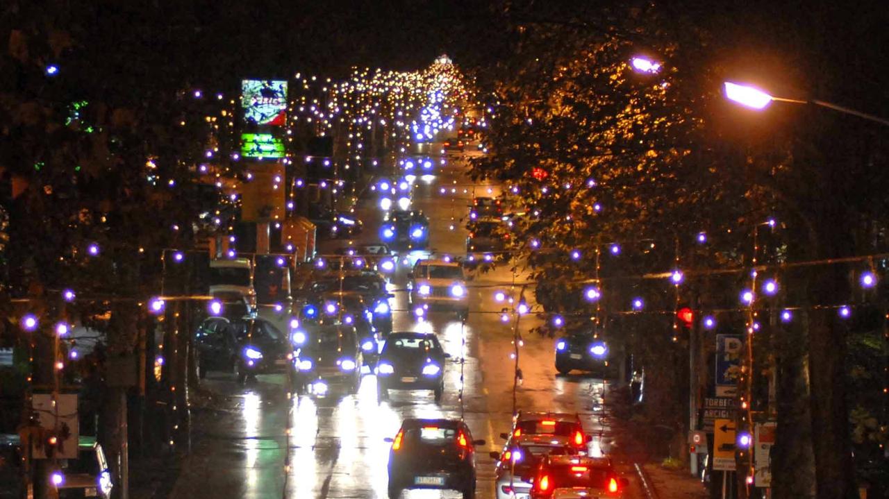 Luminarie in viale Adua negli anni passati