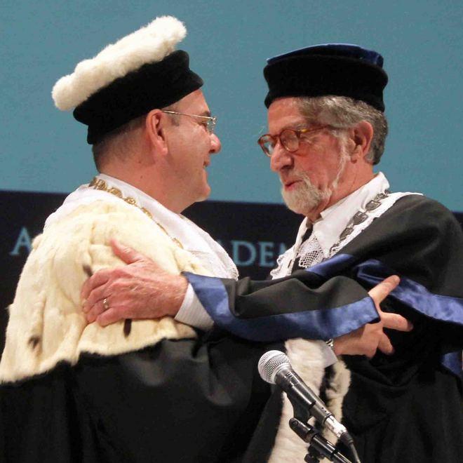 Il rettore Pasquale Nappi e il professor emerito Arrigo Manfredini