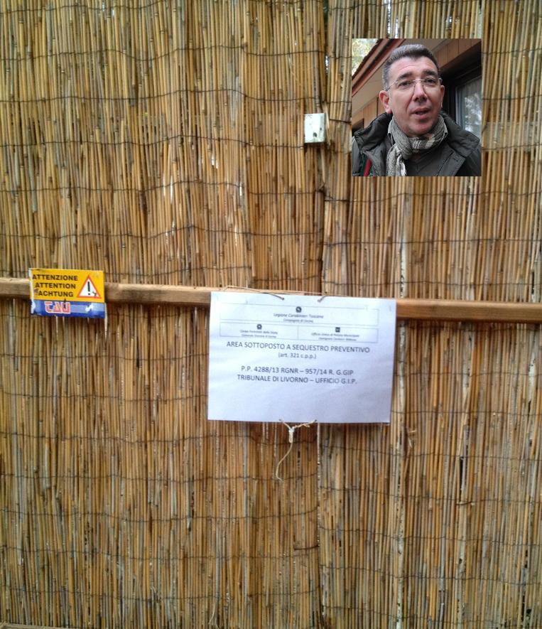 I sigilli all'ingresso del Paradù e nel riquadro l'imprenditore Riccardo Mariotti
