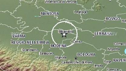 Scossa di terremoto, epicentro a Mirandola: magnitudo 3,2