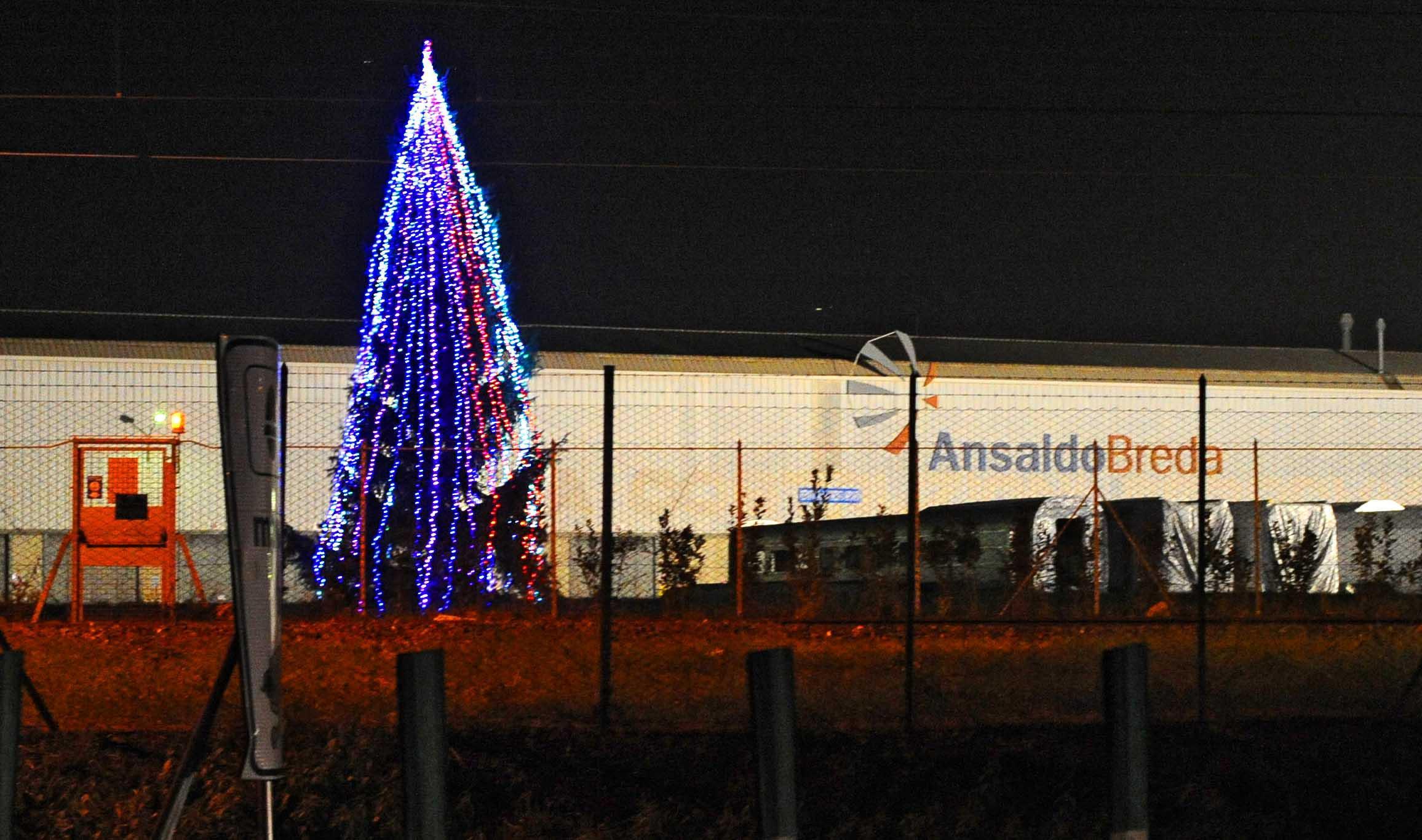 L'albero di Natala davanti al San Jacopo (foto Gori)