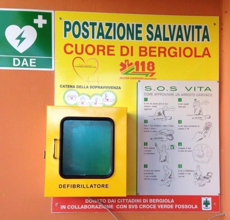 La postazione per il defibrillatore