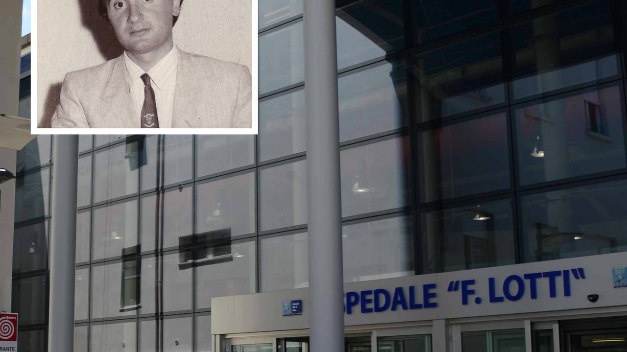 L'esterno dell'ospedale Lotti a Pontedera e, nel riquadro, il dottor Panizzi