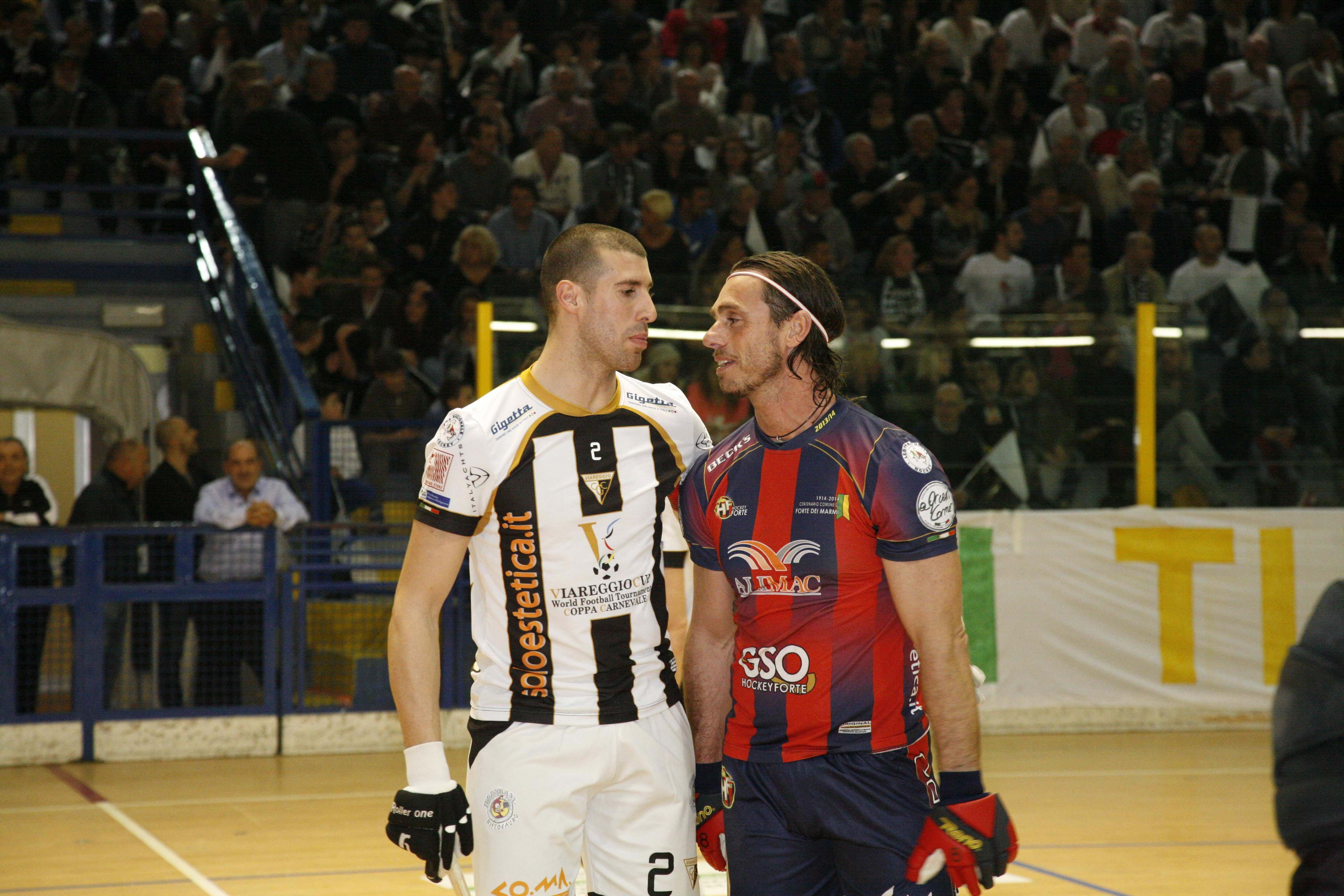 Davide Motaran e Alberto Orlandi nell'ultimo derby: stasera giocheranno insieme