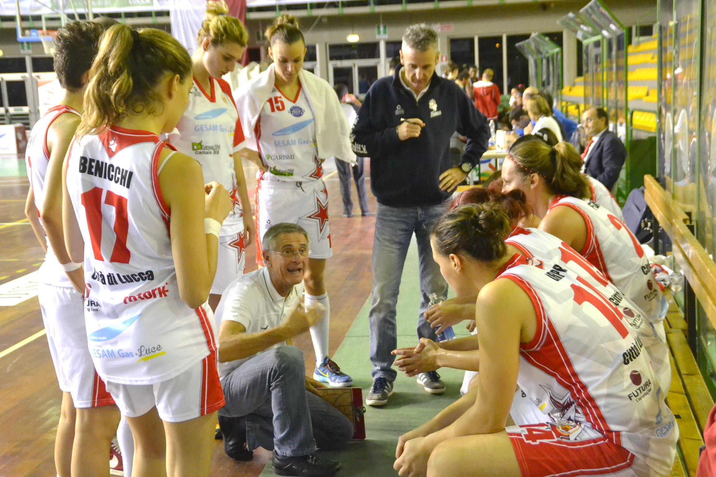 Un time out della panchina biancorossa (Vip)