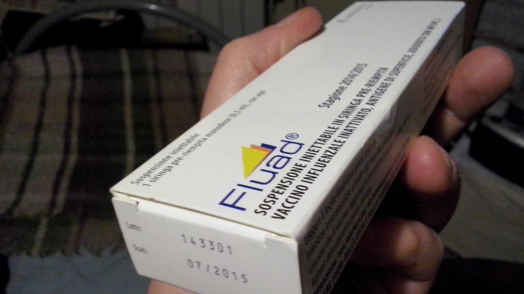 Una confezione del vaccino Fluad prodotto dalla Novartis