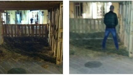 Si fa fotografare nell’atto di fare pipì nella capannuccia del presepe in piazza Duomo
