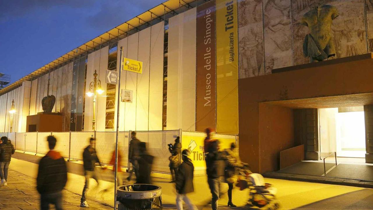 Il cantiere all'esterno del Museo delle Sinopie