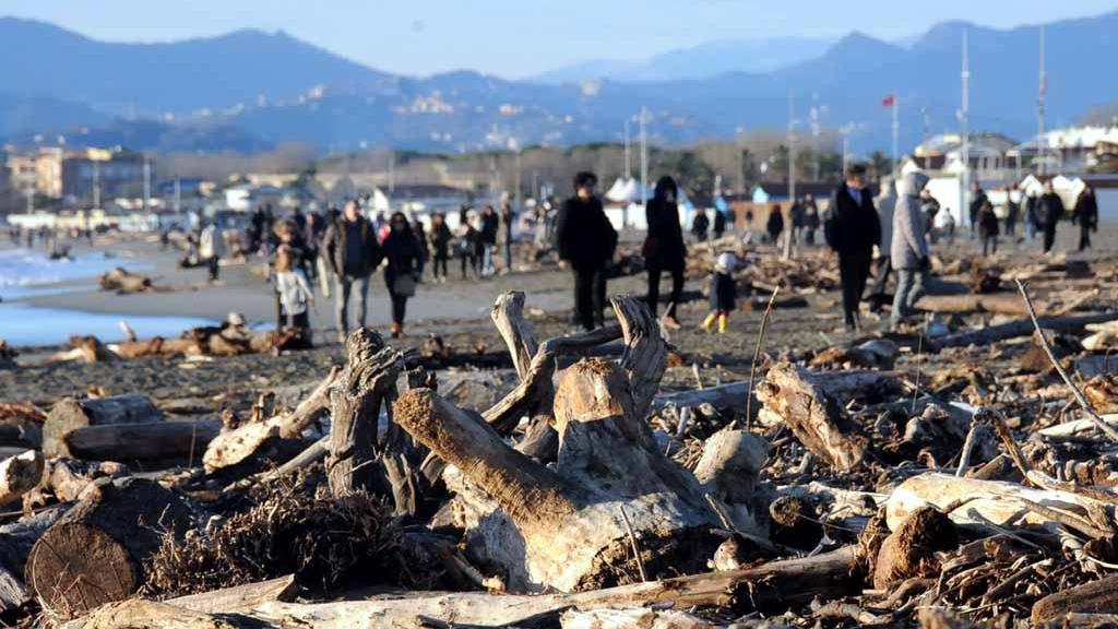 La spiaggia di Carrara invasa dal lagname
