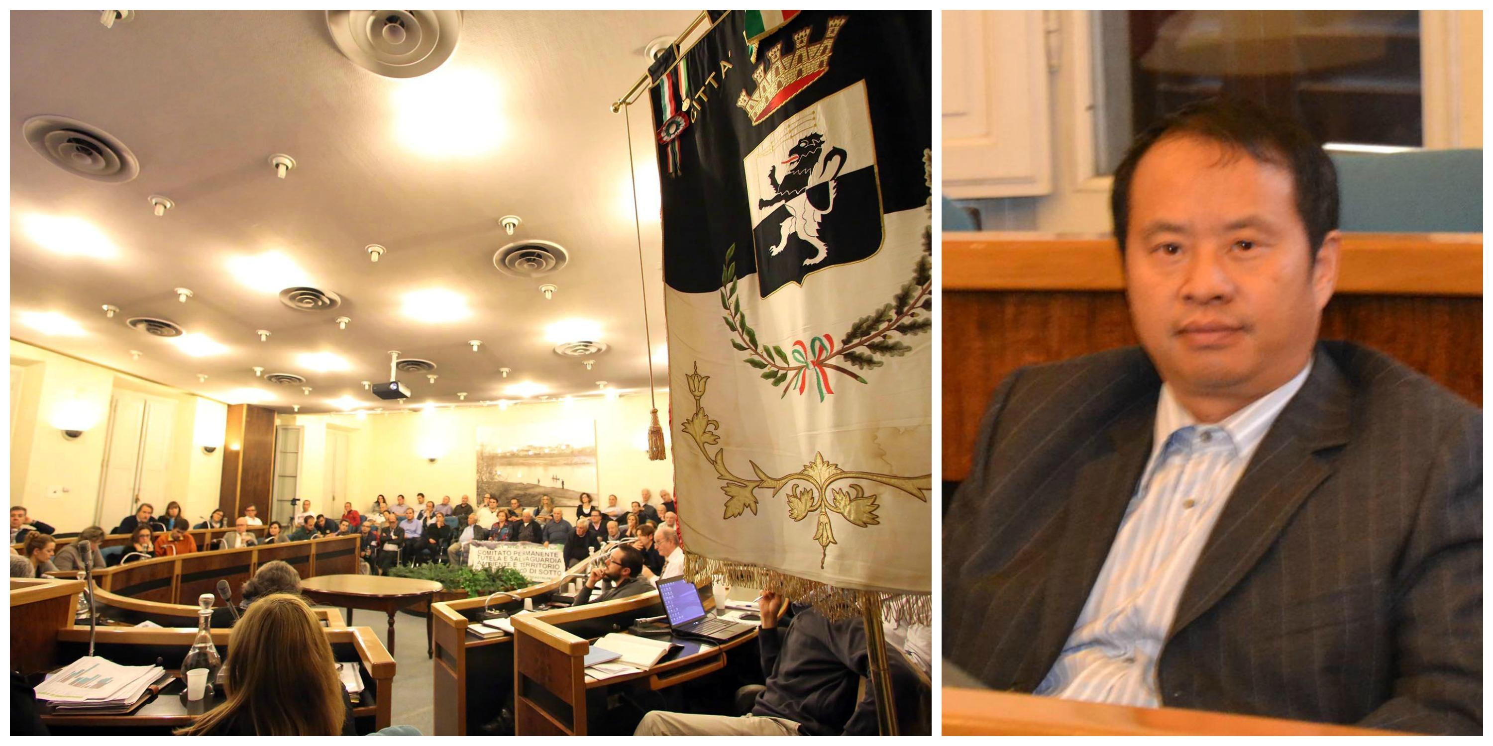 La sala consiliare di Fucecchio e il presidente del consiglio degli stranieri Ye Xiang Ping