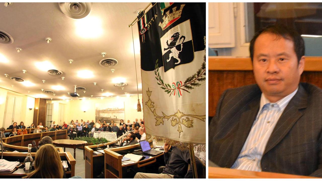 La sala consiliare di Fucecchio e il presidente del consiglio degli stranieri Ye Xiang Ping