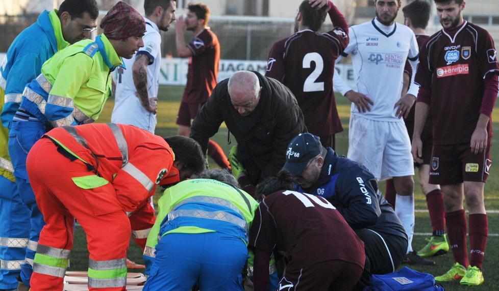 In campo irrompe la paura Cesaretti salvato da Grassi 
