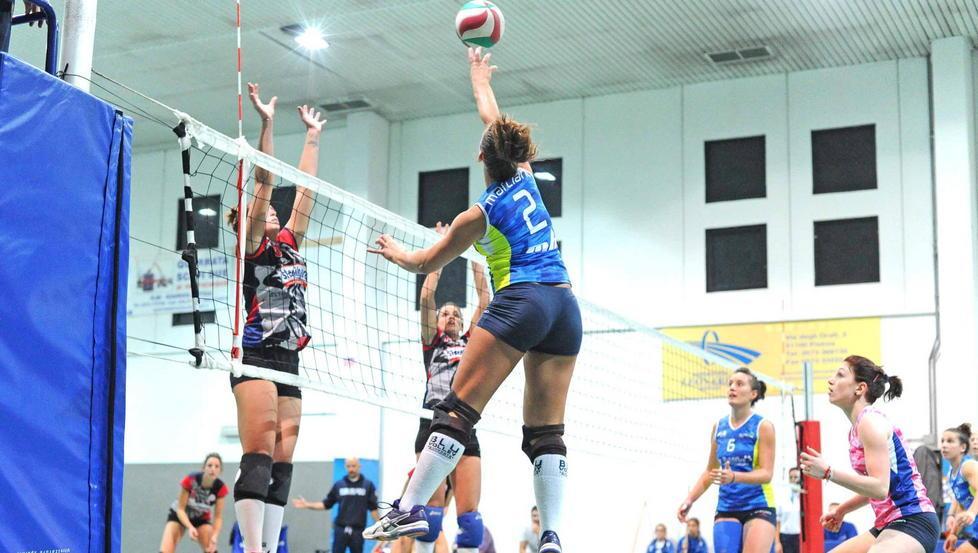 Un'azione di gioco del Blu Volley Quarrata al PalaMelo (Foto Gori)