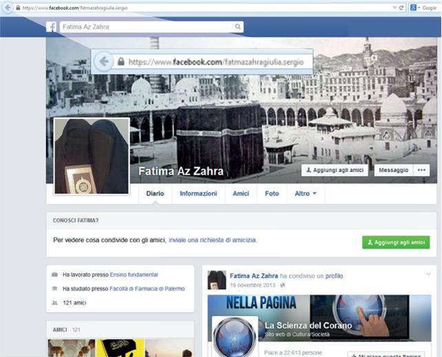 Il profilo della giovane su Facebook