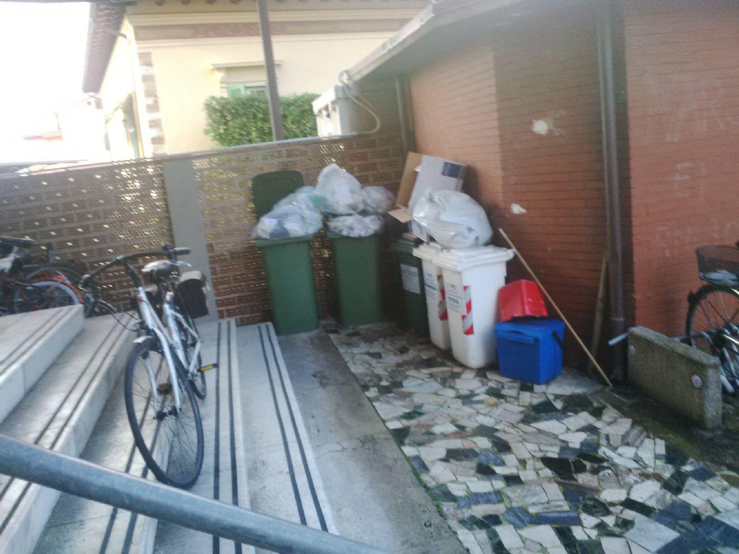 Spazzatura abbandonata di fronte agli uffici comunali