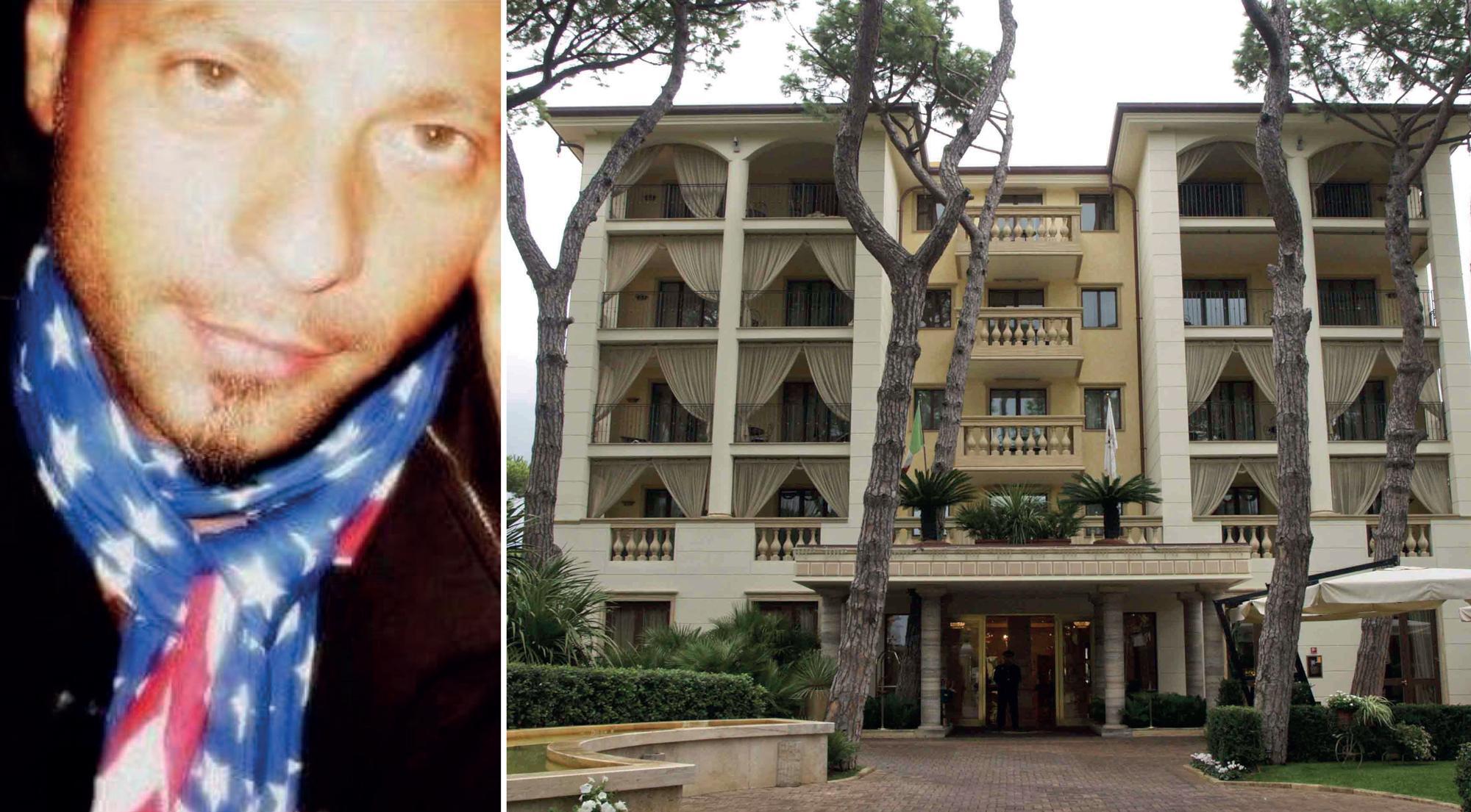 Nel riquadro Calogero Di Falco, sullo sfondo il Grand hotel Imperiale