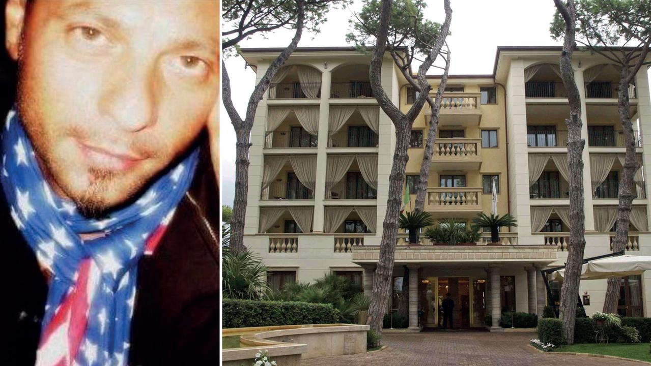 Nel riquadro Calogero Di Falco, sullo sfondo il Grand hotel Imperiale