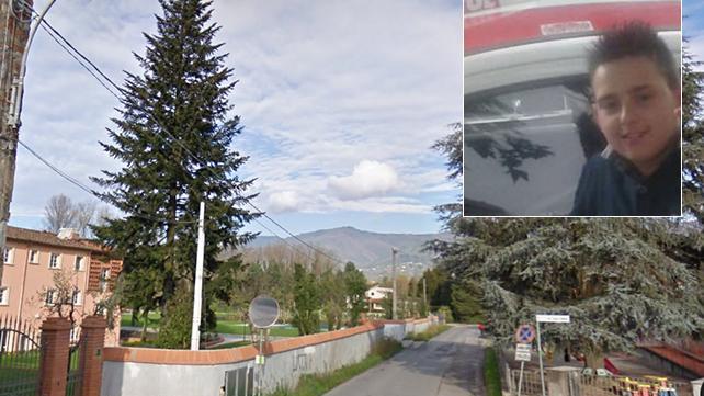 Il luogo dell'incidente e, nel riquadro, la giovane vittima