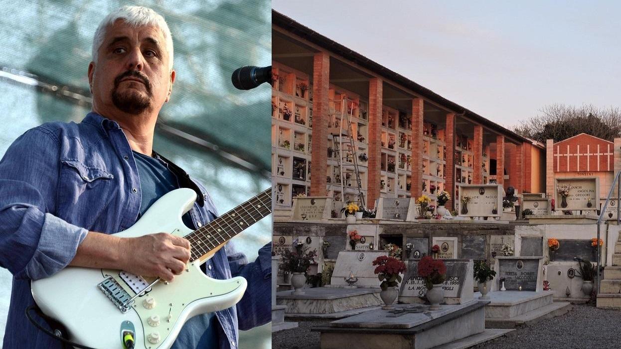 Pino Daniele (foto Silvi) e, a destra, il cimitero di Magliano (foto Russo)