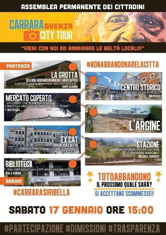 La locandina del degrado tour ad Avenza