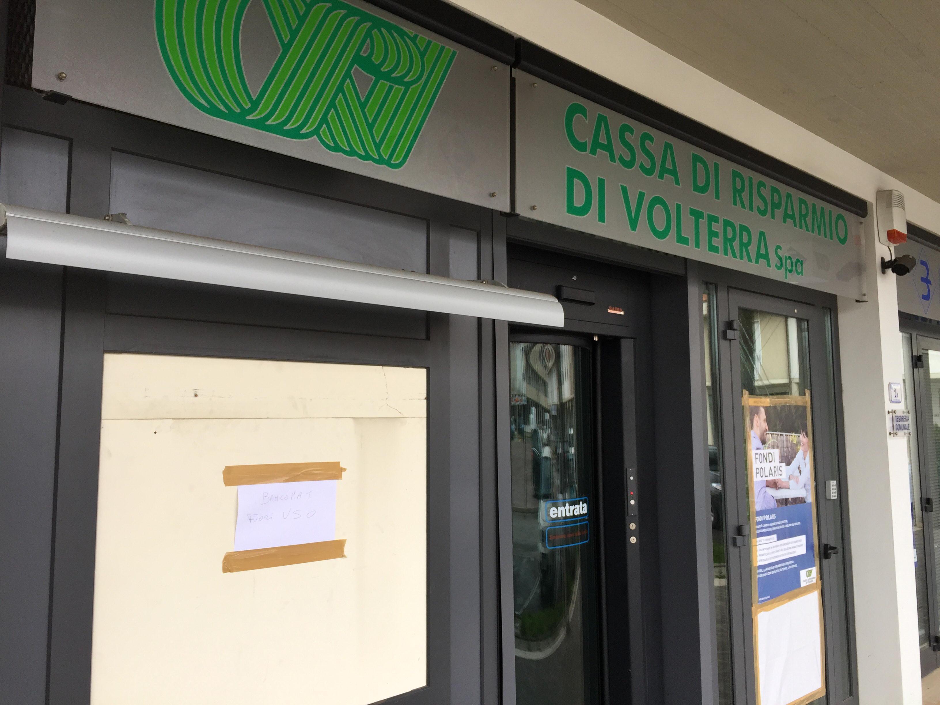 Il Bancomat svaligiato a Capannoli