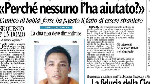 Morì di freddo il 14 febbraio 2010 Sulla “Nuova” il necrologio-denuncia
