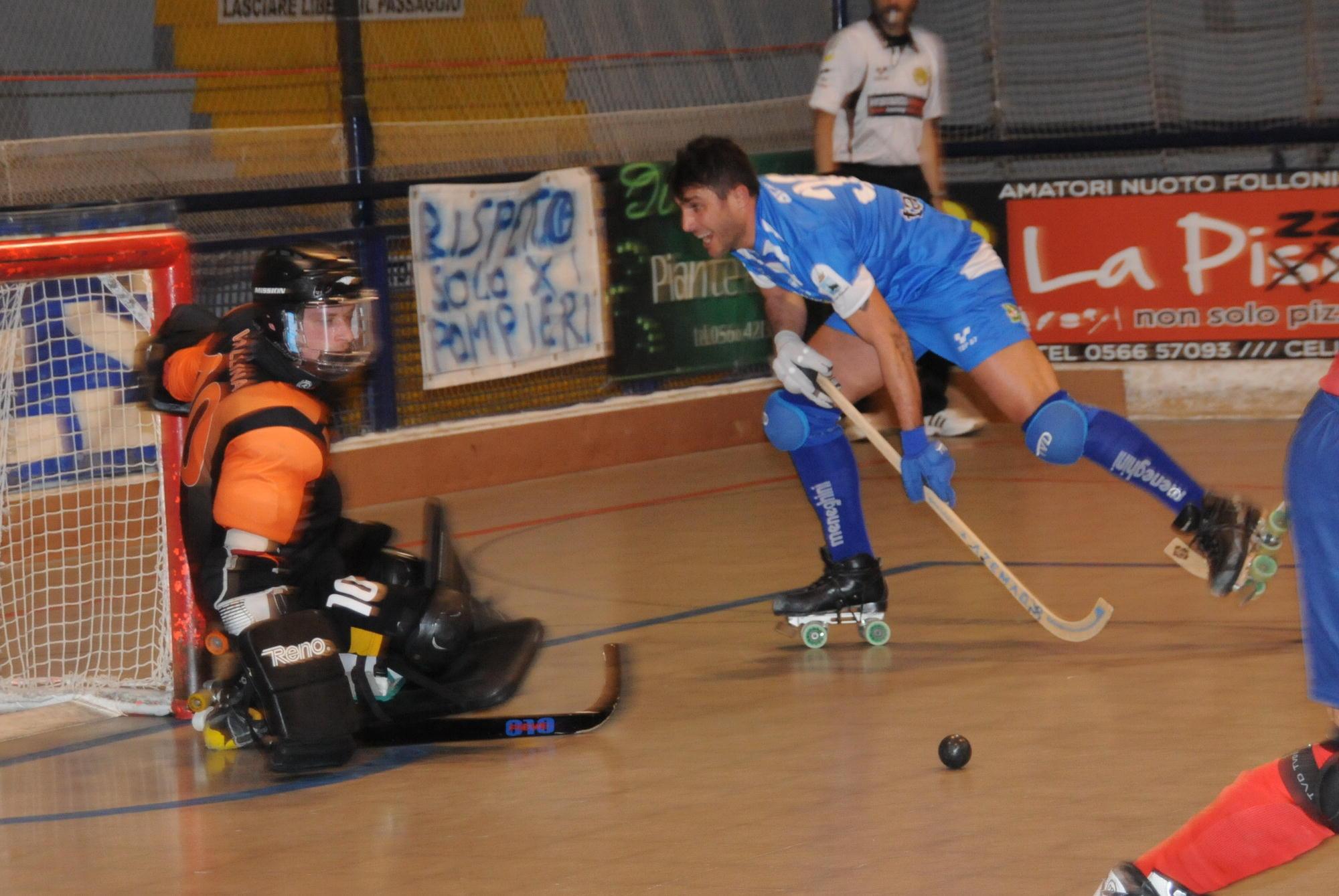 Bracali in occasione del rigore contro il Pieve (foto Giorgio)
