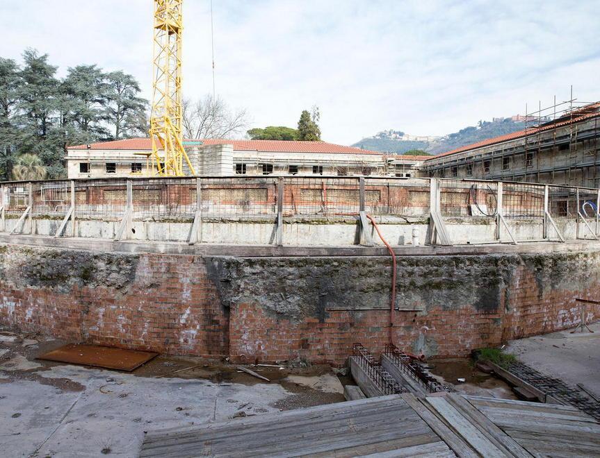 Il cantiere delle terme Leopoldine (foto Nucci)