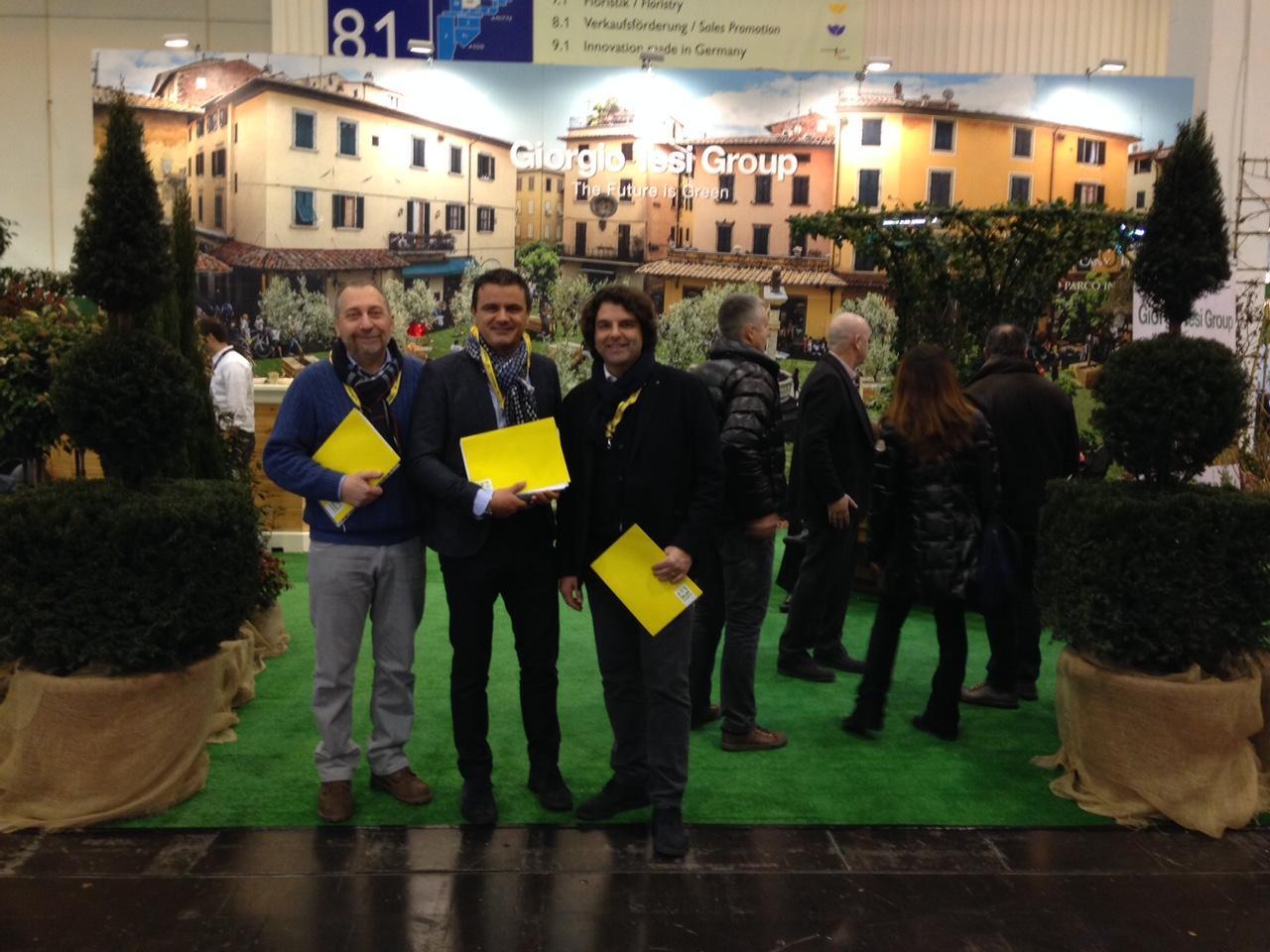 I rappresentanti Coldiretti davanti agli stan pistoiesi alla fiera di Essen