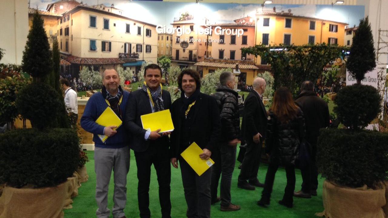 I rappresentanti Coldiretti davanti agli stan pistoiesi alla fiera di Essen