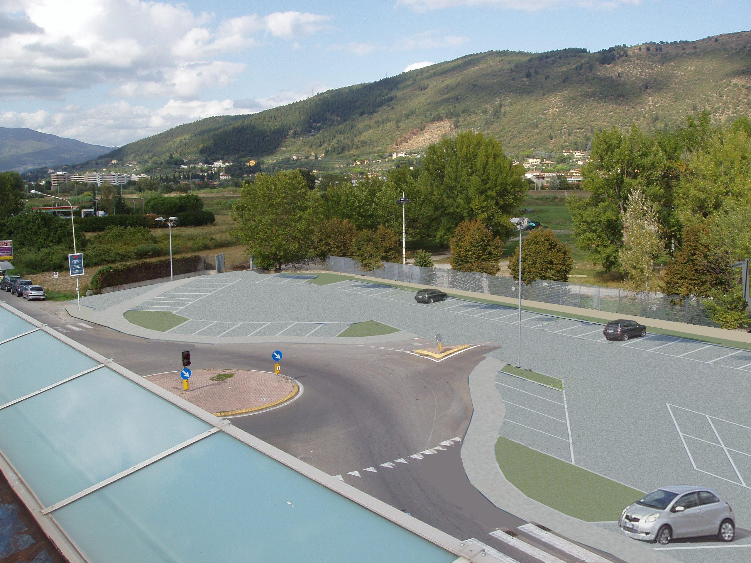 Il rendering di come verrà il nuovo parcheggio di viale Marconi