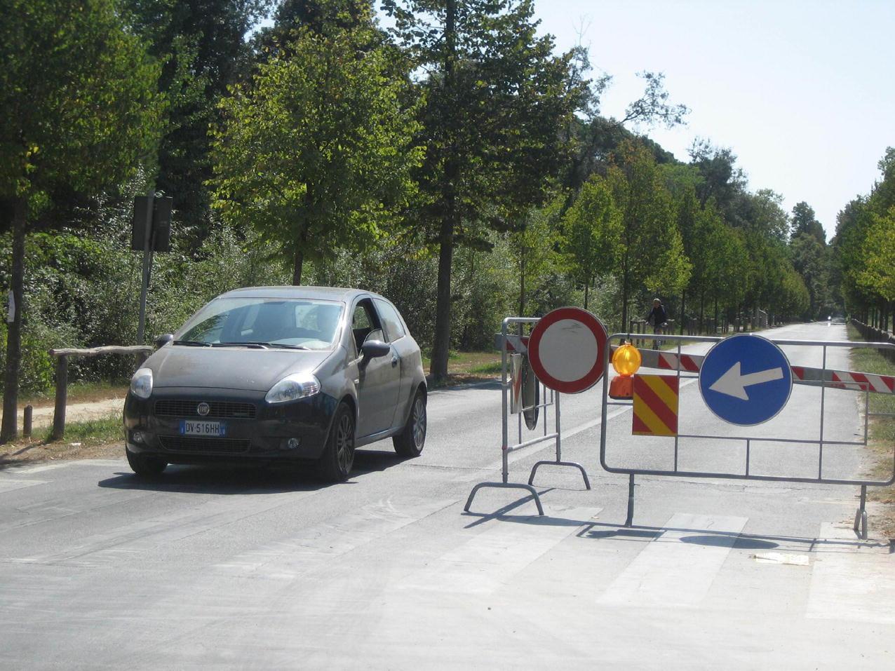 Il viale dei Tigli a Viareggio chiuso a causa dell'allerta meteo
