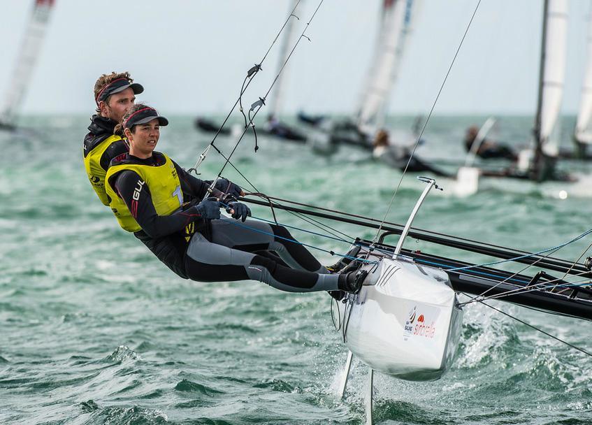 Vittorio Bissaro e Silvia Sicouri in regata a Miami (foto Taccola)