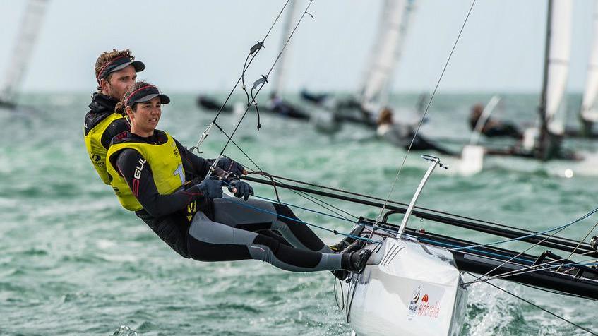 Vittorio Bissaro e Silvia Sicouri in regata a Miami (foto Taccola)