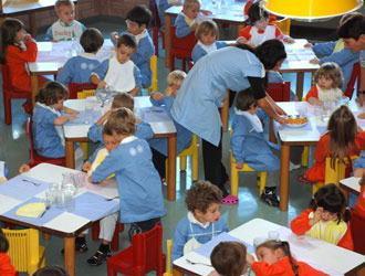 Bambini a una mensa scolastica (foto d'archivio)