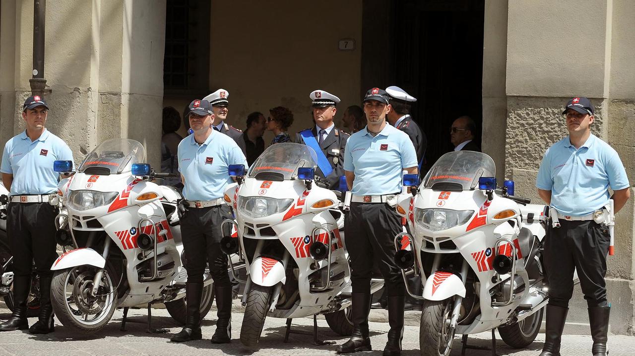 Il reparto motociclisti della Polizia municipale