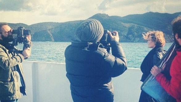 Irene Grandi durante le riprese del video